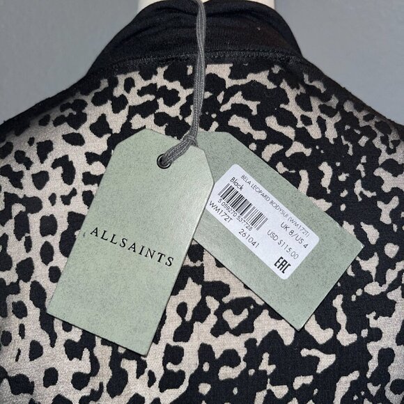 ALLSAINTS BELA LEOPARD SHEER BODYSUIT NEW WITH TAGS - Long Sleeve Mock Neck -  4 - Picture 6 of 14